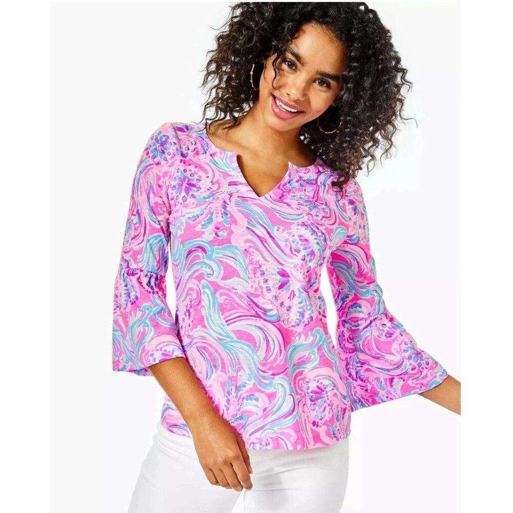 Lilly Pulitzer Tosha Blouse Top Printed Beach XS